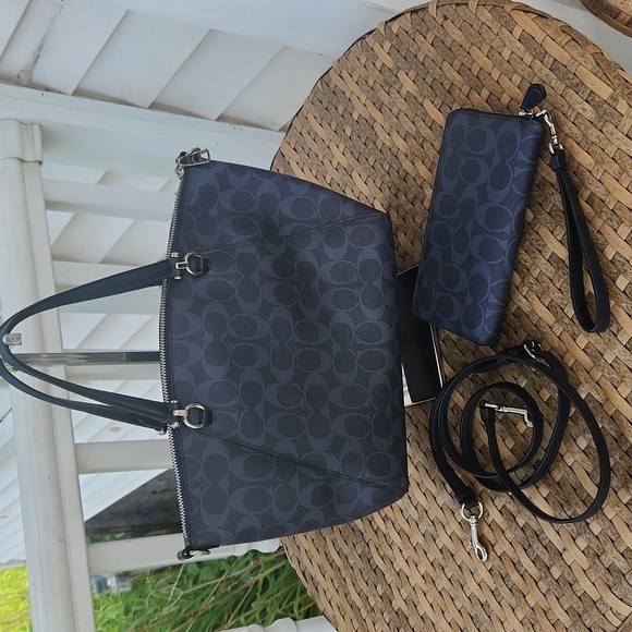 Rare Coach Set! Coach Prairie Satchel w/ Matching Wallet Midni Denim/Silver EUC - Picture 3 of 10